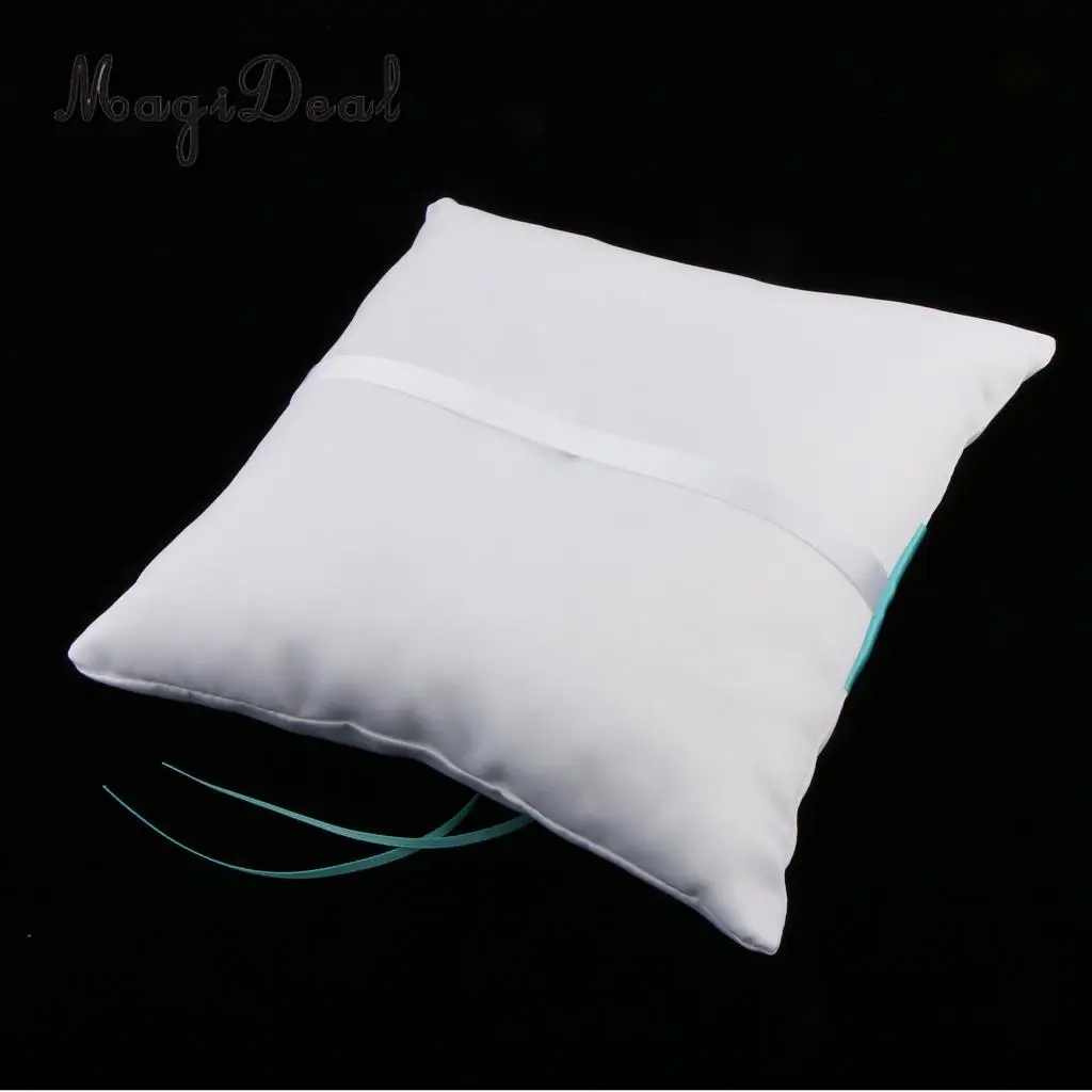 Wedding Ceremony Satin Heart Ring Pillow Diamond Ribbon Ring Bearer Cushion