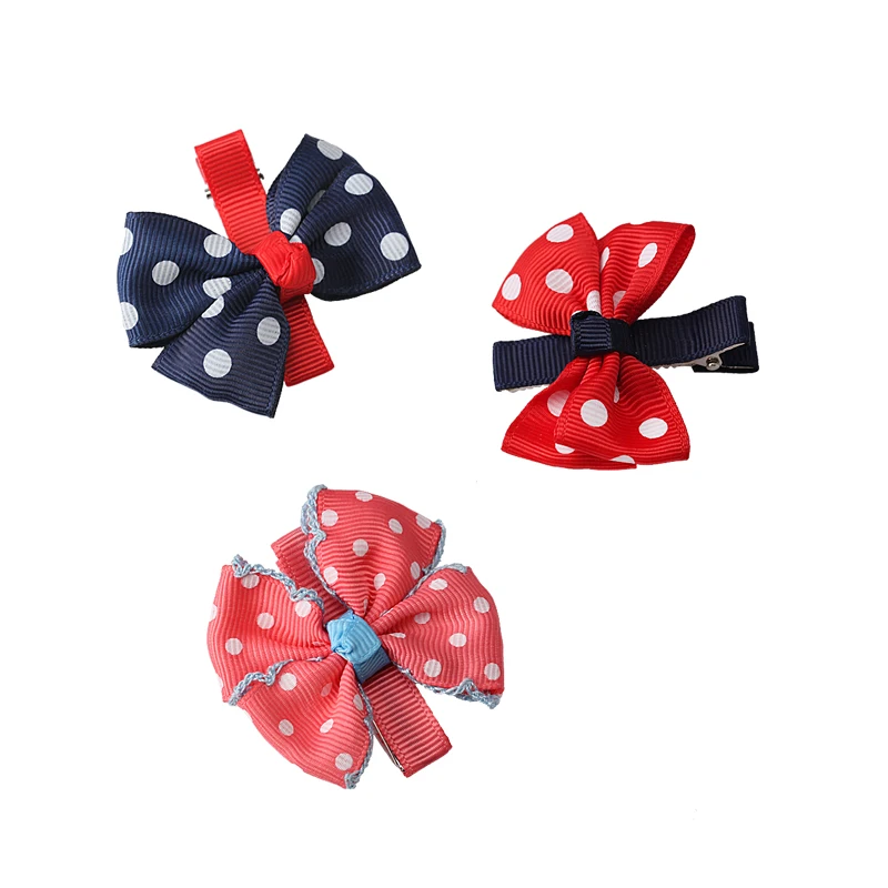 

C MISM New Dot Big Bow Knot Hairgrip for Children Girls Kids Lovely Hairpins Hair Accessories Ornaments Hair Clips Head Wear