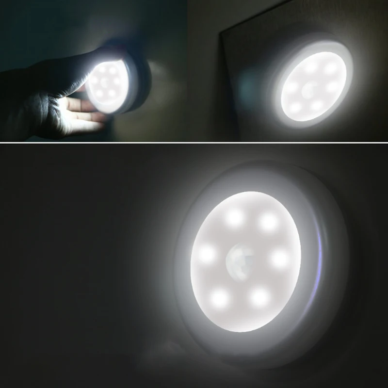 

Mini Led Night Light With Tape 6 Led Night Lamp Abs Car Emergency Led Lights Small Portable Lantern For Bedroom Corridor Cabinet