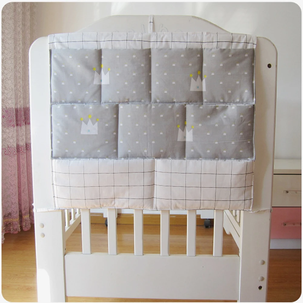 Cartoon Storage Bag Crib Organizer Cotton Blend Hanging Pouch Convenient Baby Cot Tidy Practical Diaper Pocket Multifunction | Мать и