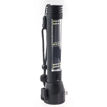 

Multifunctional Outdoor Camping Security Emergency Light Solar Powered LED Flashlight Safety Torch Light Survival Tool