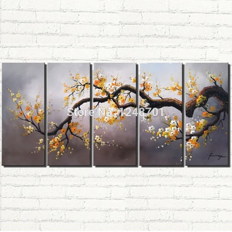 

handpainted yellow Floral Cherry Blossom paintings Large wall art modern Landscape painting for wall decor