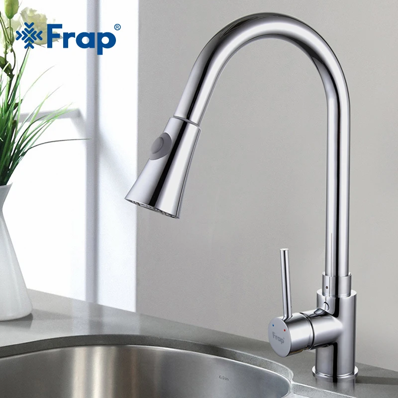  Frap new 1 set Pull Out chrome Kitchen Faucet Sink Mixer Tap Swivel Spout Sink Faucet Swivel Copper - 32819762057