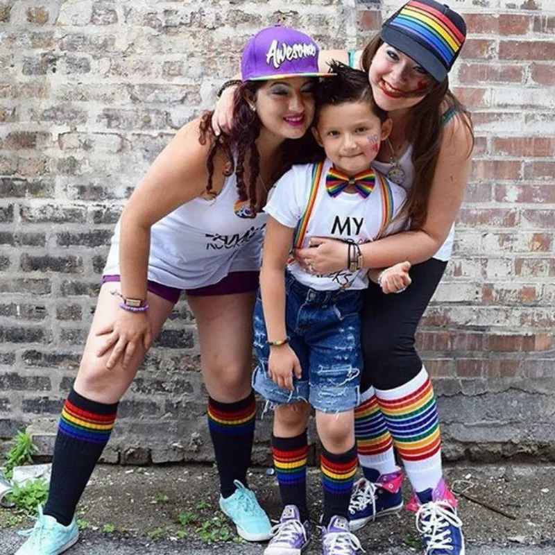 Rainbow-Kids-Knee-High-Socks-Cotton-Long-Student-School-Socks-Girls-Boys-Striped-Socks-White-Family