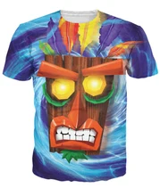Fashion Aku Aku Crash Bandicoot Printed summer hip hop t shirt Cartoon 3d t shirt men/women Tops Fashion t shirt Plus S-5XL R810