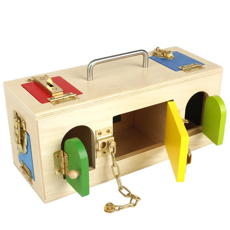 

Montessori Wooden Lock Box Door Kids Basic Life Skills Preschool Teaching Aids
