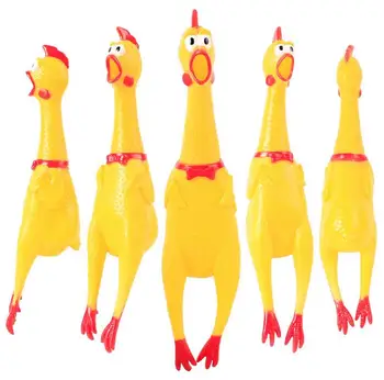 

Yellow Mini Rubber Screaming Chicken Pet Dog Love Toy Squeak Squeaker Chew Gift 3 Size