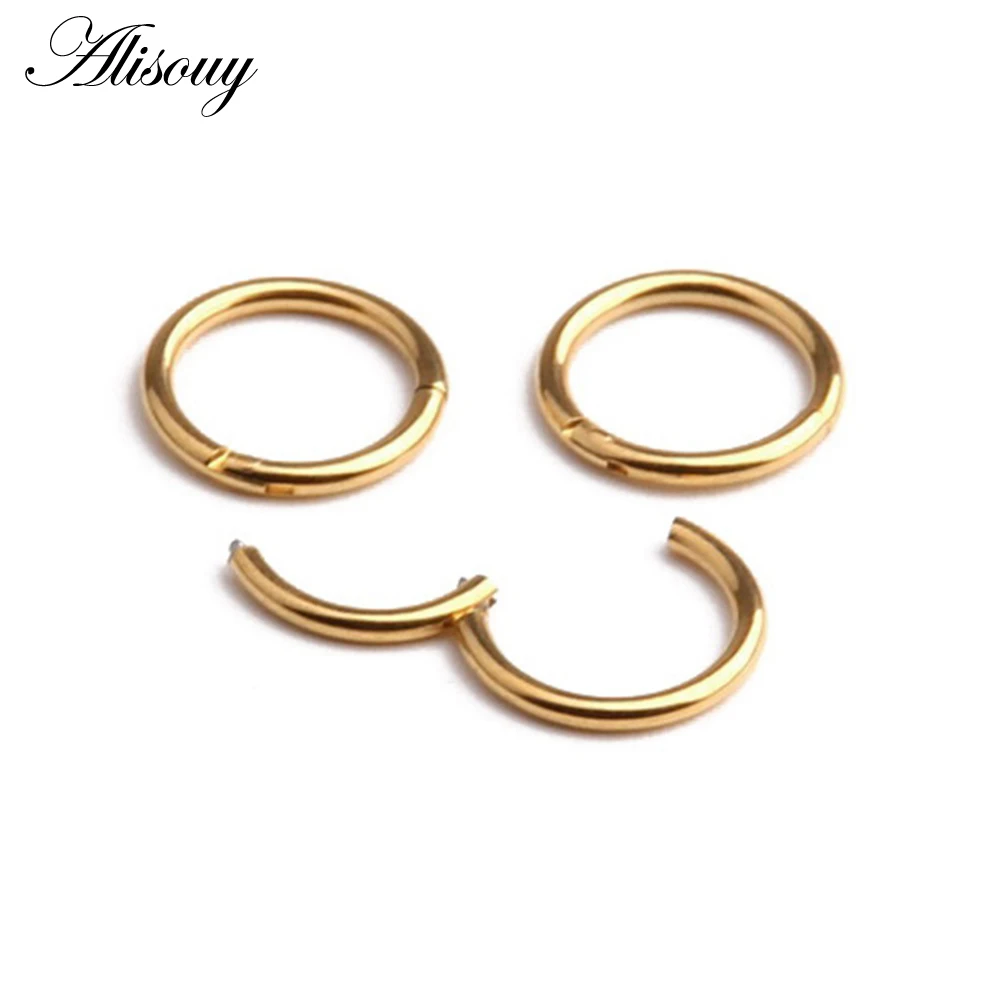 A-Hha 1Pc Steel Tiny Nostril Segment Septo Nose Rings Captive Ear Nose Hoop Piercings Clip On Helix Rings Body Jewelry,16G X 10Mm,Silver 