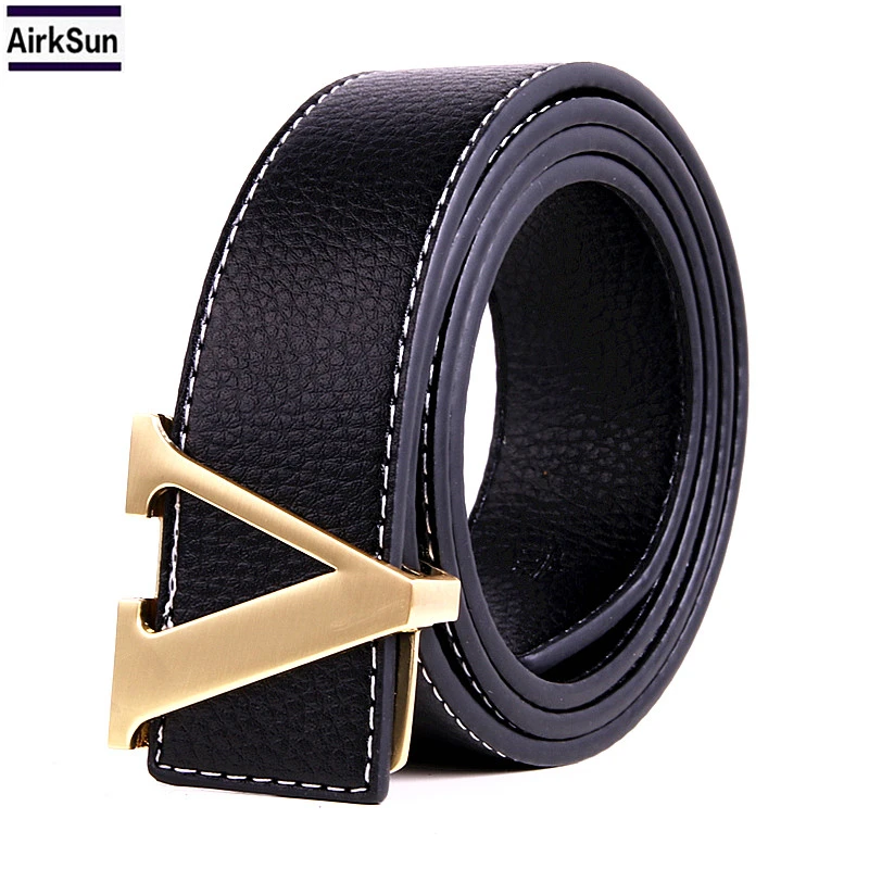 2017 Best Selling High-end Luxury Brand Designer Cow Leather Man V Belt ...