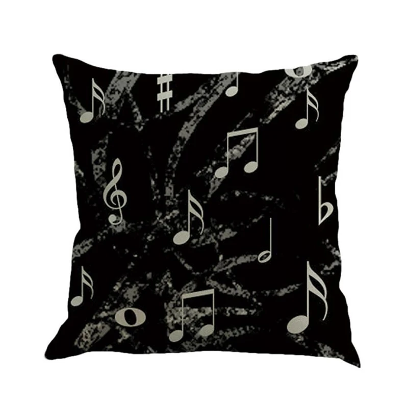 Musical Note Painting Linen Cushion Cover Throw Pillow Case Sofa Home Decor05