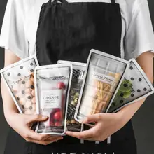 4 шт., многоразовая печать, силиконовая пищевая свежая сумка, вакуумный упаковщик, мешки для хранения фруктов, мяса, молока, кухонные принадлежности