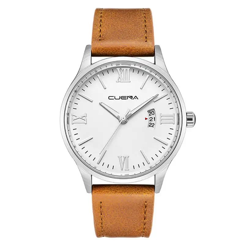 

CUENA Brand High Quality Exquisite Dial Watch Men Leather No Waterproof Wristwatch Women Fashion Watches Quartz Movement Saat CC