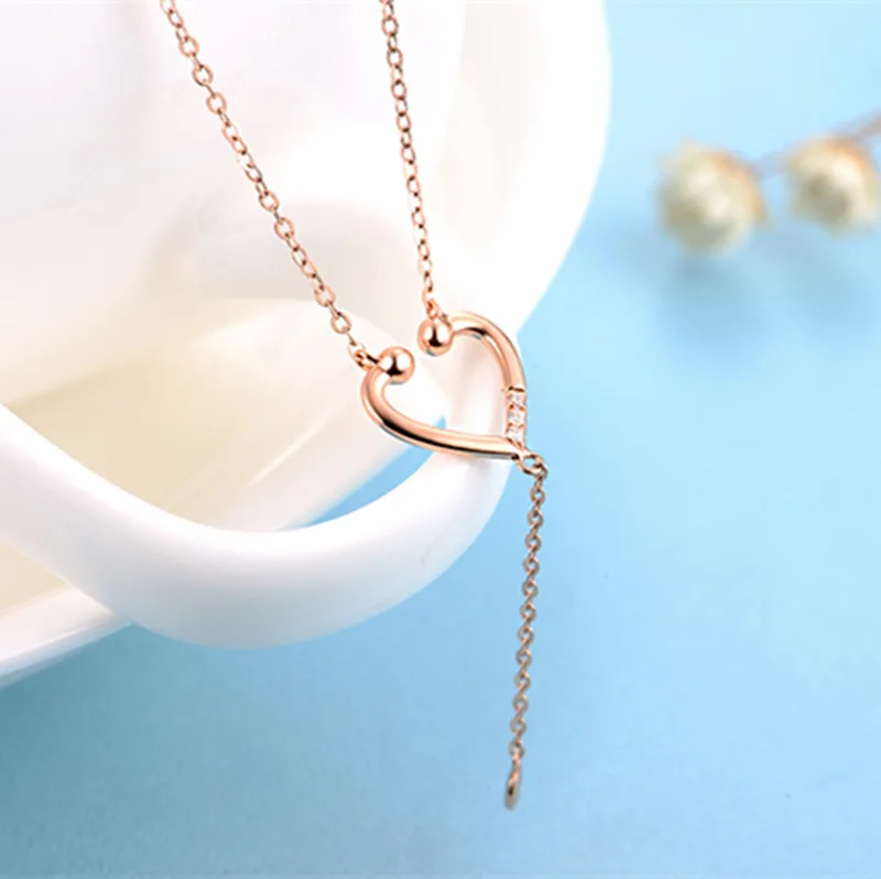 ZOCAI Новое поступление ожерелье Lesten My Real Heart 18 K розовое золото 0.016ct алмаз(Au750) ожерелье D04930