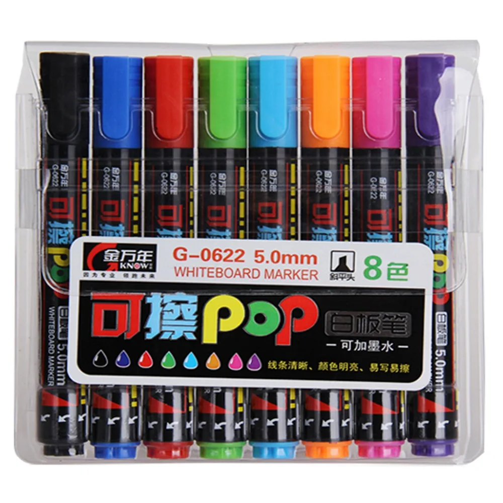 

8 PC/Lot 8-Color Repeated Filling Dry Erase Marker Whiteboard Marker of Chisel Pen Tip of 5mm, BBB00016