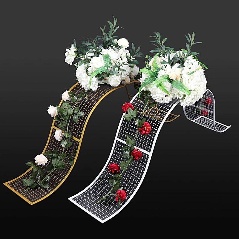 JAROWN Wedding Wrought Iron Wave Grid Props Activity Stage T Station Flower Arrangement Decor Wedding DIY Home Party Decorations (3)