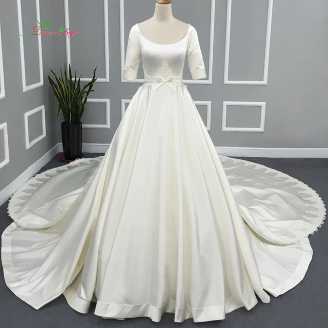 Sen Anioł Vestido De Noiva Połowa Rękawem Linii Suknia ślubna 2018