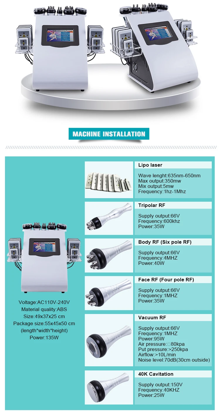vácuo de radiofrequência laser 8 almofadas lipo