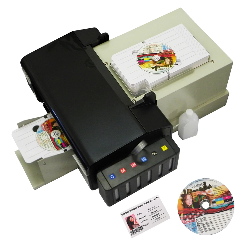 Digital CD Printer DVD Disc Printing Machine PVC Card Printers for Epson L800 with 51pcs CD/PVC Tray for Sales