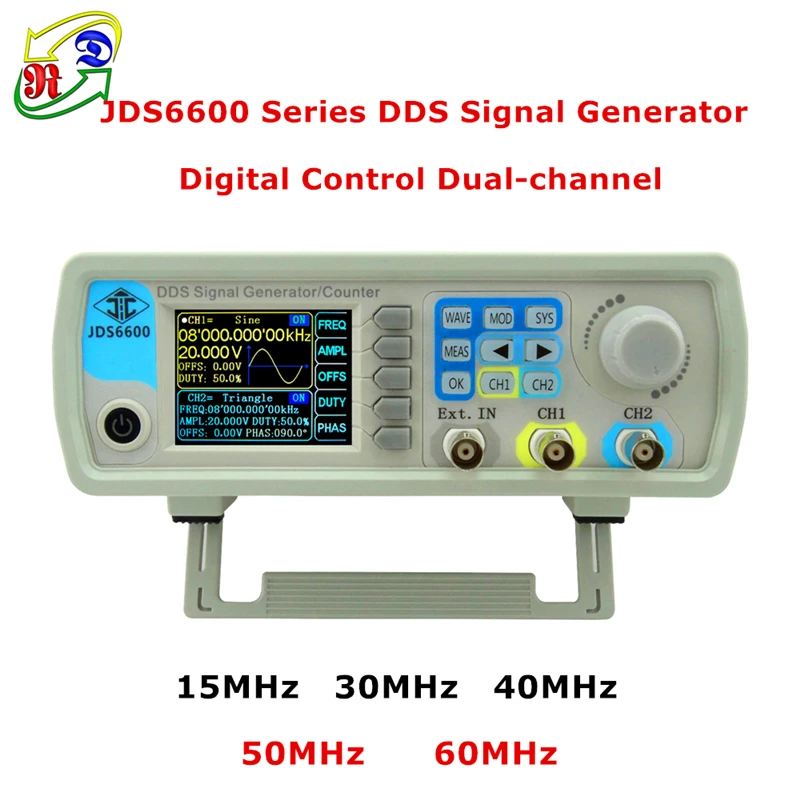 

RD JDS6600 Series MAX 60MHz Digital Control Dual-channel DDS Function Signal Generator frequency meter Arbitrary sine Waveform