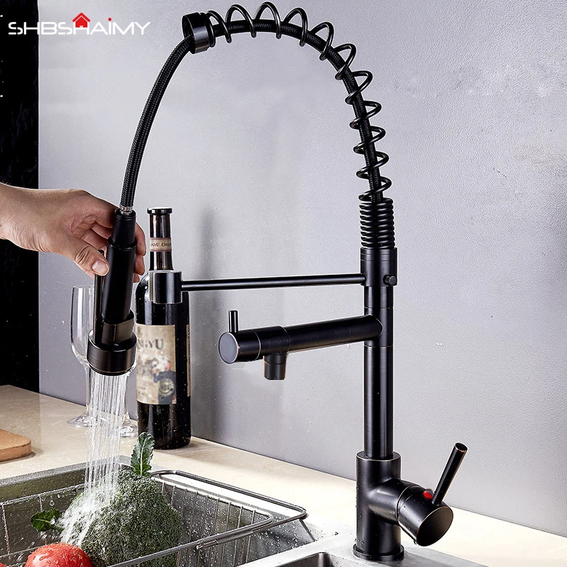 

Oil Rubbed Bronze Kitchen Sink Faucet with Down Sprayer Mixer Taps Bar Sink Faucet 2 functions Distribution pipes