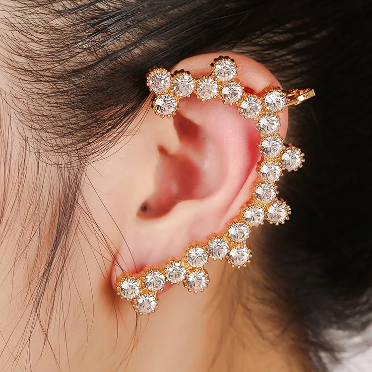 Trendy Crystal Golden Clip Earring Ear Cuff Earring For Women Wrap Clip