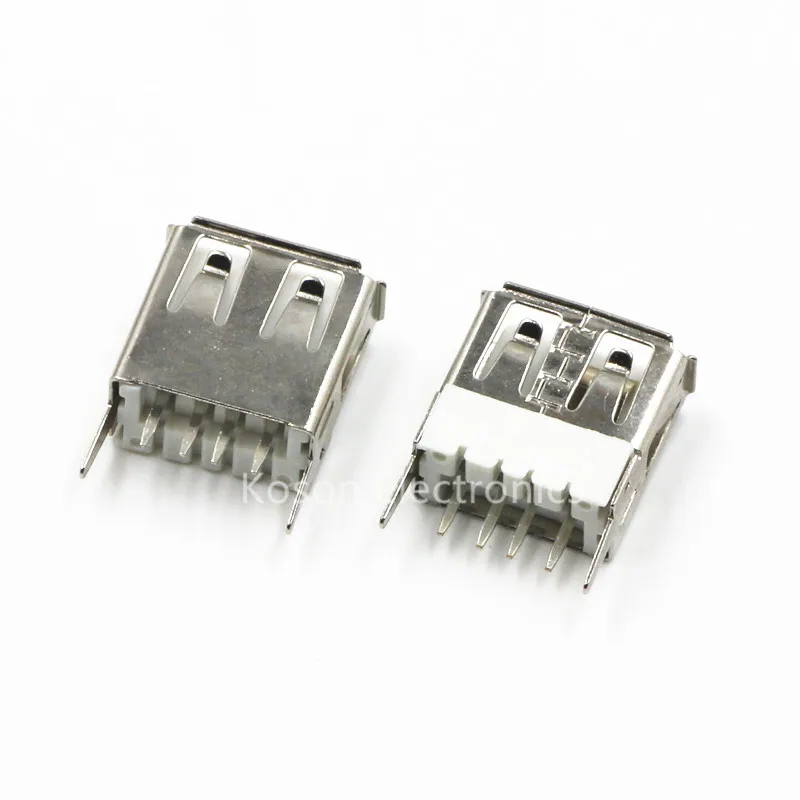 

10pcs USB A/F 180 degree 4Pins Female Socket Right Angle PCB Connector Steel Shell