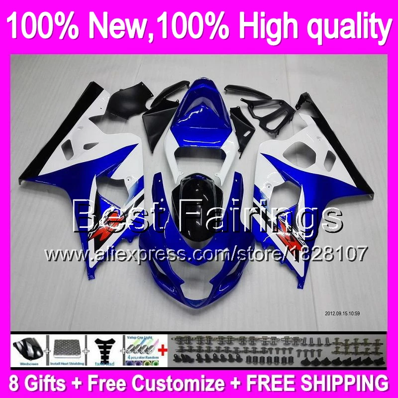 

Fairing For SUZUKI GSXR750 04 05 R600 04-05 Blue white 2B828 GSX R750 K4 GSXR600 GSXR 750 600 2004 2005 +Decal Stock blue hot