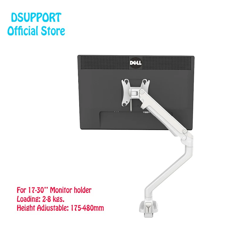 

Super Quality Aluminum 17"-30" Monitor Holder Mount Oil Gas Spring Arm Loading 2-8 kgs Full Motion Desktop Clamping 15-50 mm M7