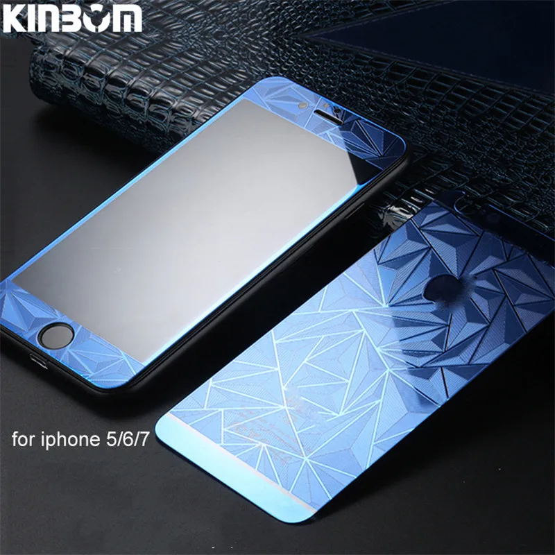 KINBOM For Iphone 5 5s 6 6splus 7 8plus Diamond Plated Tempered Glass Film Before And After 3D Pattern |