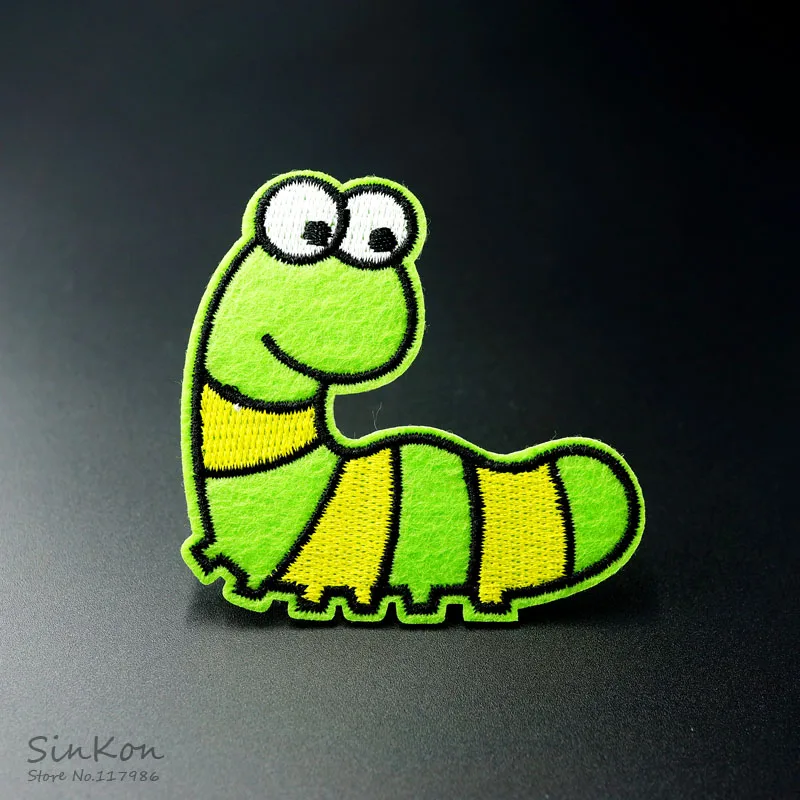 

Caterpillar 6.5X6.7cm DIY Embroidered for Clothing Iron on Sew Applique Cute Patch Fabric Badge Garment DIY Apparel Accessories