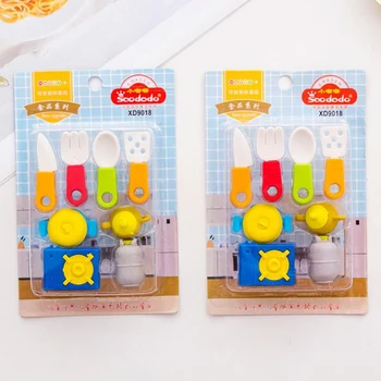 

8 Pcs/pack Kawaii Mini Kitchen Series Gas Tank Fork Spoon Rubber Pencil Erasers for Office School Korean Stationery Student Gift