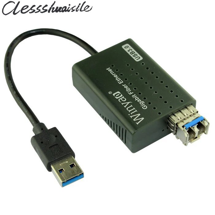 USB 3.0 to 1000Mbps Gigabit Ethernet LAN Fiber Optical Network Card Realtek RTL8153 with SFP Optical Module Black sfp optical module new new sfp ge l single mode gigabit fiber module ddm