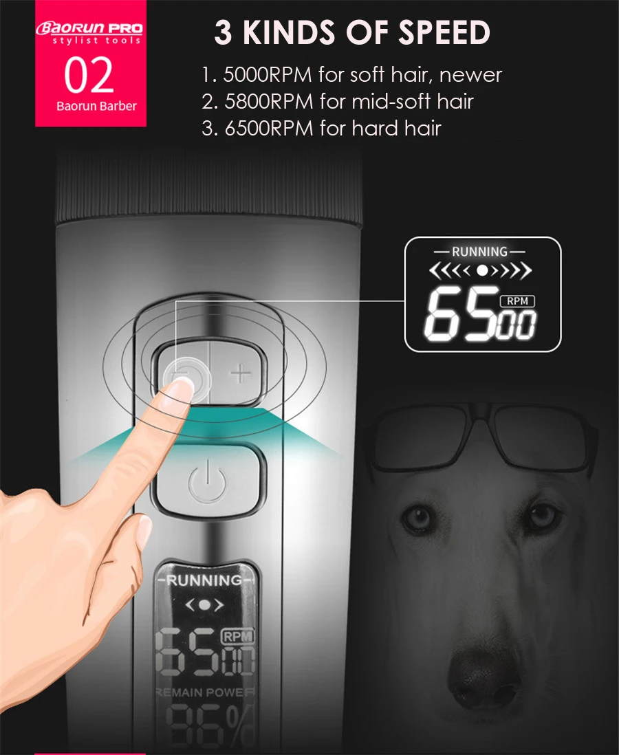 Профессиональный триммер для волос для собак с ЖК-дисплеем электробритва перезаряжаемая машинка для стрижки волос для домашних животных