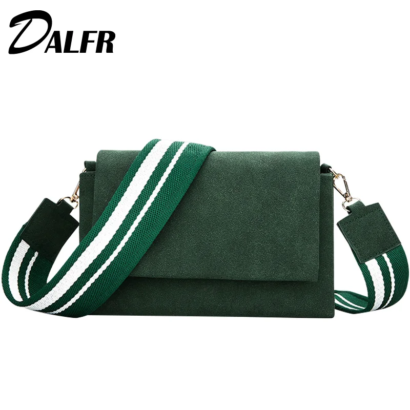 DALFR женская сумка через плечо из искусственной кожи дизайнерская сумка через плечо модные женские сумки-мессенджеры с цветным ремешком - Цвет: Green