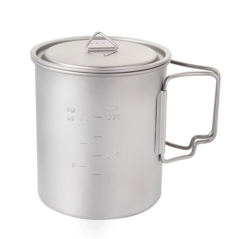 Tiartisan 750ml Outdoor Camping Pure Titanium Mugs Pot Folding Handle Portable Picnic Cookware