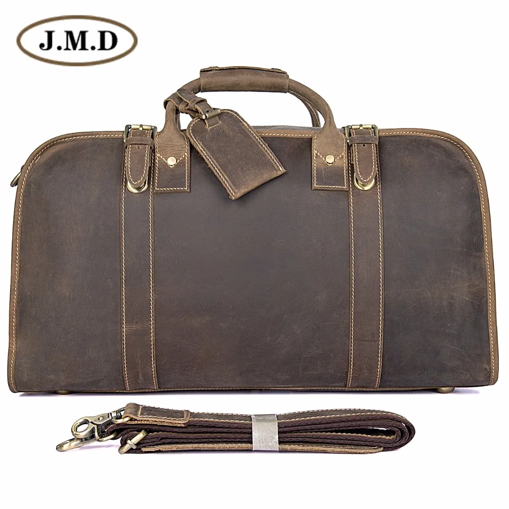 

J.M.D Genuine Crazy Horse Leather Men's Travel Duffel Bag Huge 21 Inches 6004R
