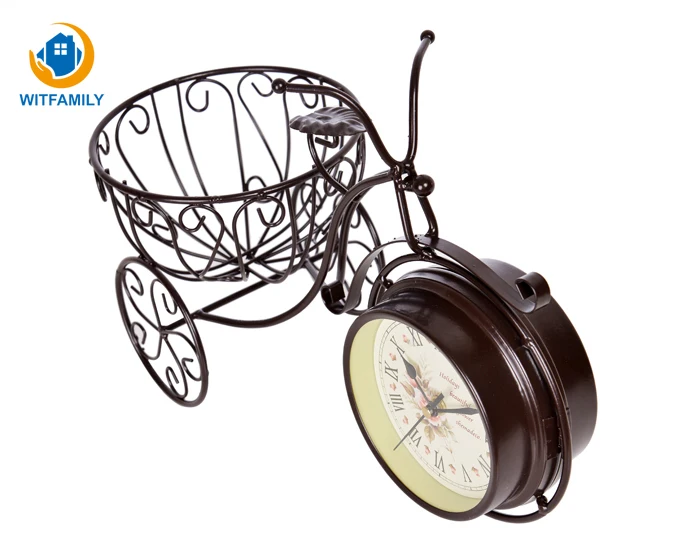 

New Creative Multi-function Art Seat Clock Iron Bicycle Quartz Clock Garden Double-sided Silent Living Room Clock Clock