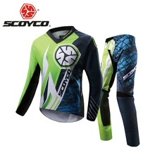 SCOYCO Motorcycle Pants Racing T-Shirt Clothing Combinations Motocross Suit Off-Road Dirt Bike DH Jersey + Hip Pads Pants Suit