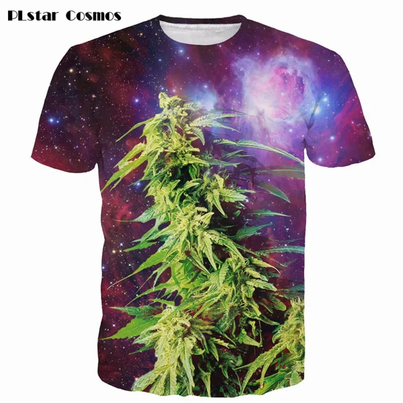 

Summer Space Galaxy Weeds 3D t shirt weed leaf Prints tshirts Men Women Harajuku Tees Tops Casual t shirts drop shipping