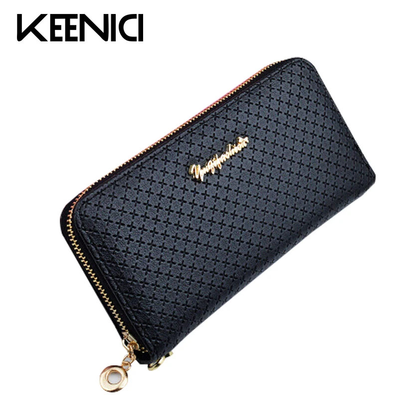 Cartera larga de piel sintética con cremallera coreana para mujer, cartera  negra, tarjetero, monedero|wallet card holder|ladies fashion walletsladies  wallet - AliExpress