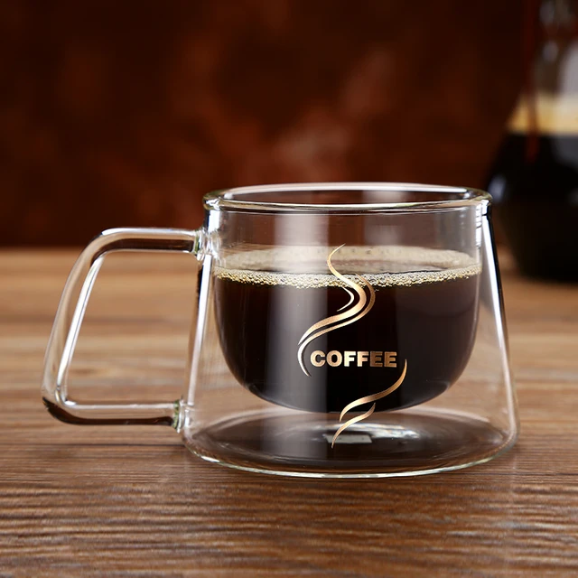 2in1 Fashion 200ml Double Wall Gl Coffee Mug Heat Resistant 2in1 Fashion 200ml Double Wall Gl Coffee Mug Heat Resistant Insulated Daily Drinkware Juice Cup Whole