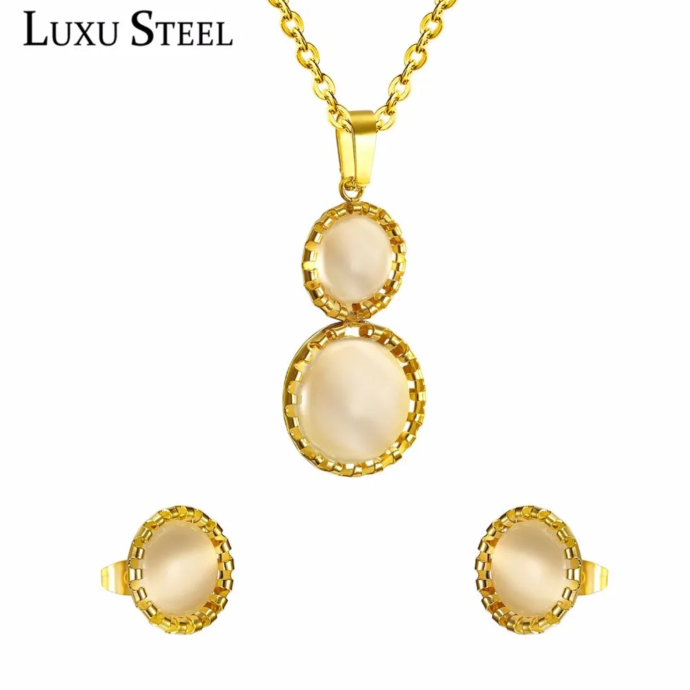 LUXUSTEEL модный набор опаловых ювелирных изделий для женщин ожерелье с опалом и