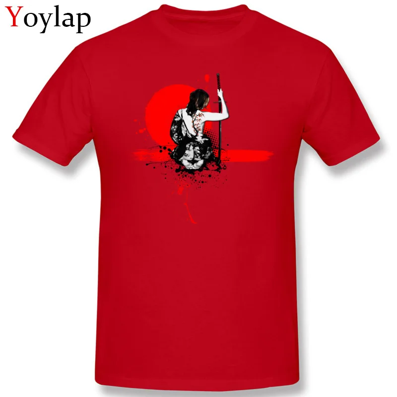 Hot Sale Design Short Sleeve Tops T Shirt Trash PolkaFemale Samurai Summer Fall O Neck Pure Cotton Men's T-shirts Design Clothing Shirt red