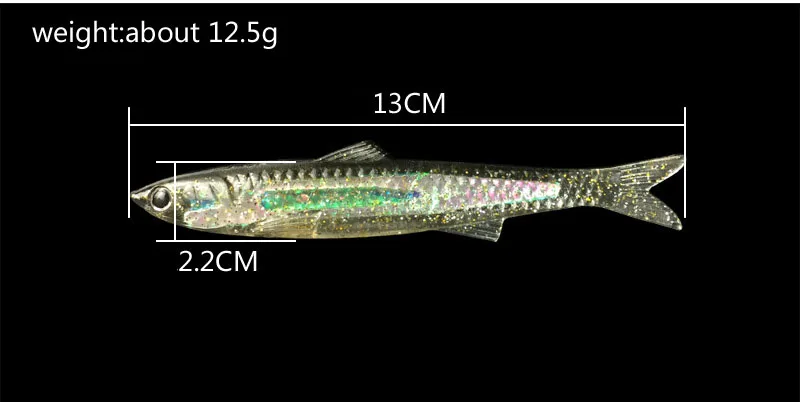 10 шт./пакет 13 см/12,7 г рыболовная приманка алюминиевая внутренняя изогнутая доступная искусственная рыболовная Мягкая приманка 5 цветов