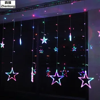 

10pcs/Lot 2.5M Romantic Fairy Star Led Curtain String Light Warm white 220V Xmas Garland Light For Wedding Party Holiday Deco