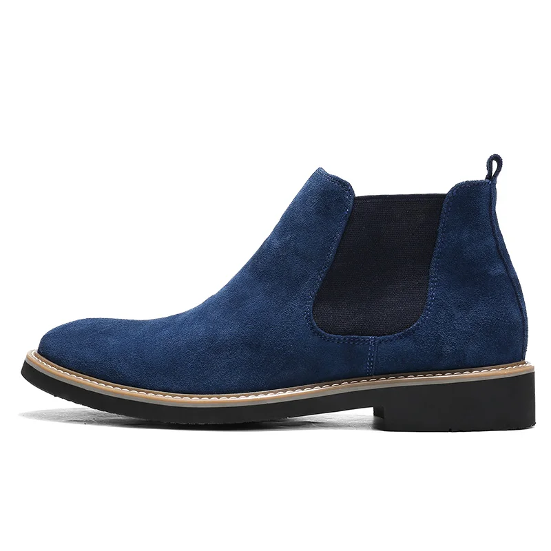 Homens blue Botas Camurça Couro Sapatos Dos Outono Tornozelo Black Britânico Estilo Moda Primavera De gray Chelsea Casuais qHfnwv5Wxv