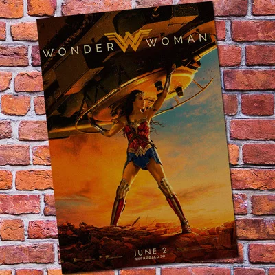 Винтажный бумажный Ретро аниме постер-Wonder Woman DC-poster cudi poster/Винтажный домашний Настенный декор - Цвет: Фиолетовый