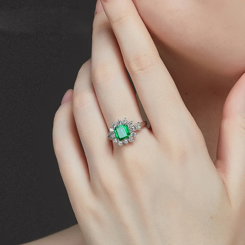 PANSYSEN New Arrival Vintage 925 Sterling Silver Jewelry Ring Natural Emerald Gemstone Diamond Rings for Women Size 5-12