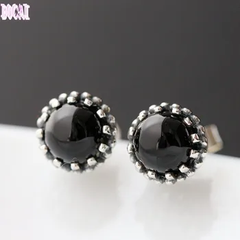 

925 sterling silver jewelry hand-set with natural stones 2019 fashion women's stud earrings vintage Thai silver earrings