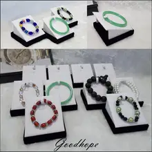 Лот из 10 белых искусственной кожи и черного бархата деревянная витрина для ювелирных украшений чехол для браслета браслет Ankelt цепь стенд держатель